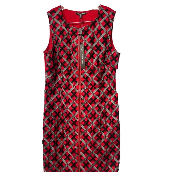 New Samuel Dong stretch square red/black dress size (S)(L)(XL) - Picture 8 of 16